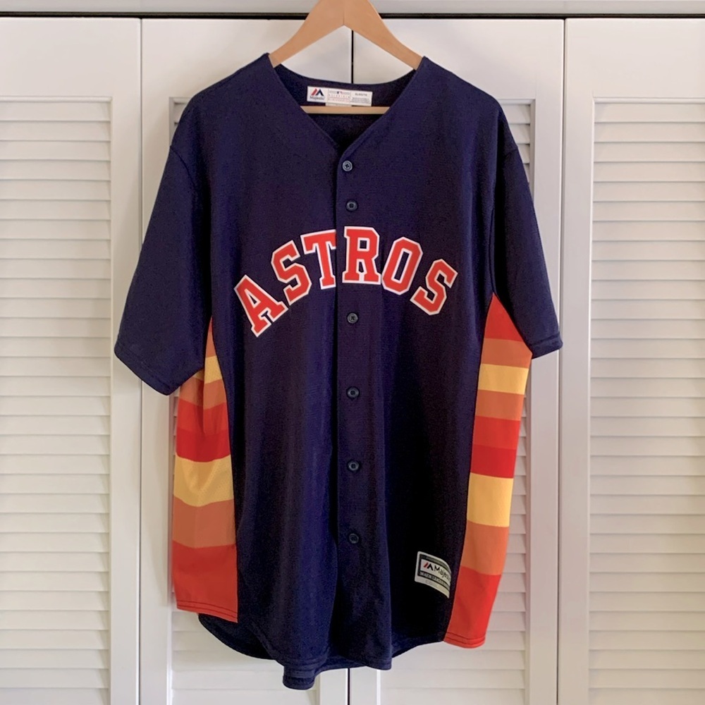 Houston Astros Majestic Cool Base Jose Altuve 27 Baseball Jersey Navy Size XL
